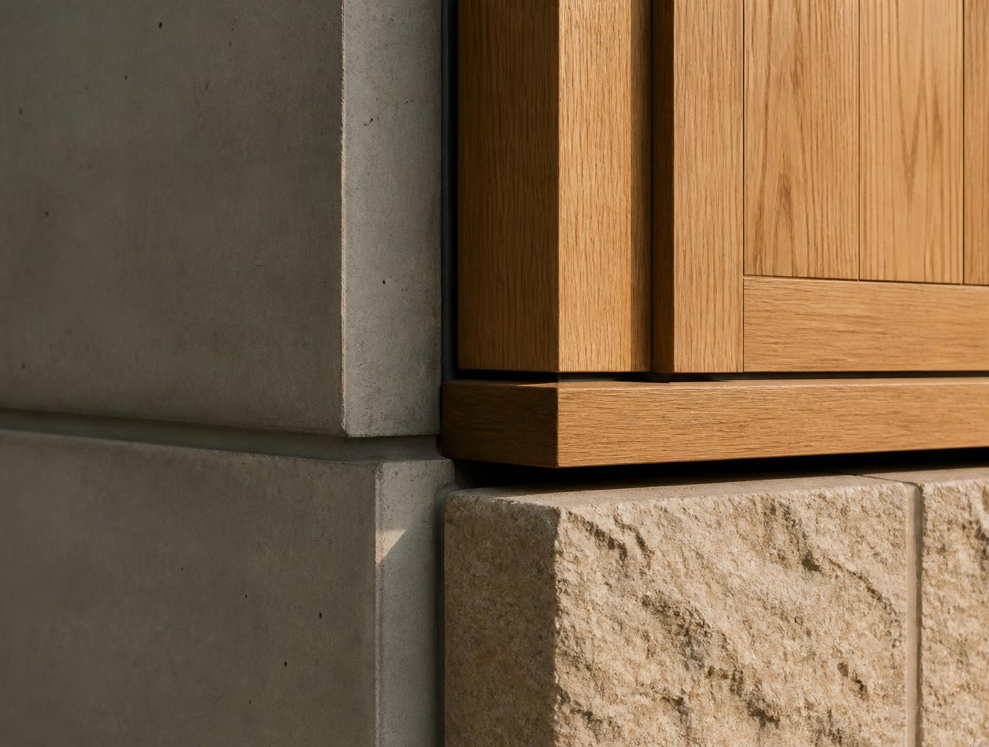 Construction detail on a finished facade